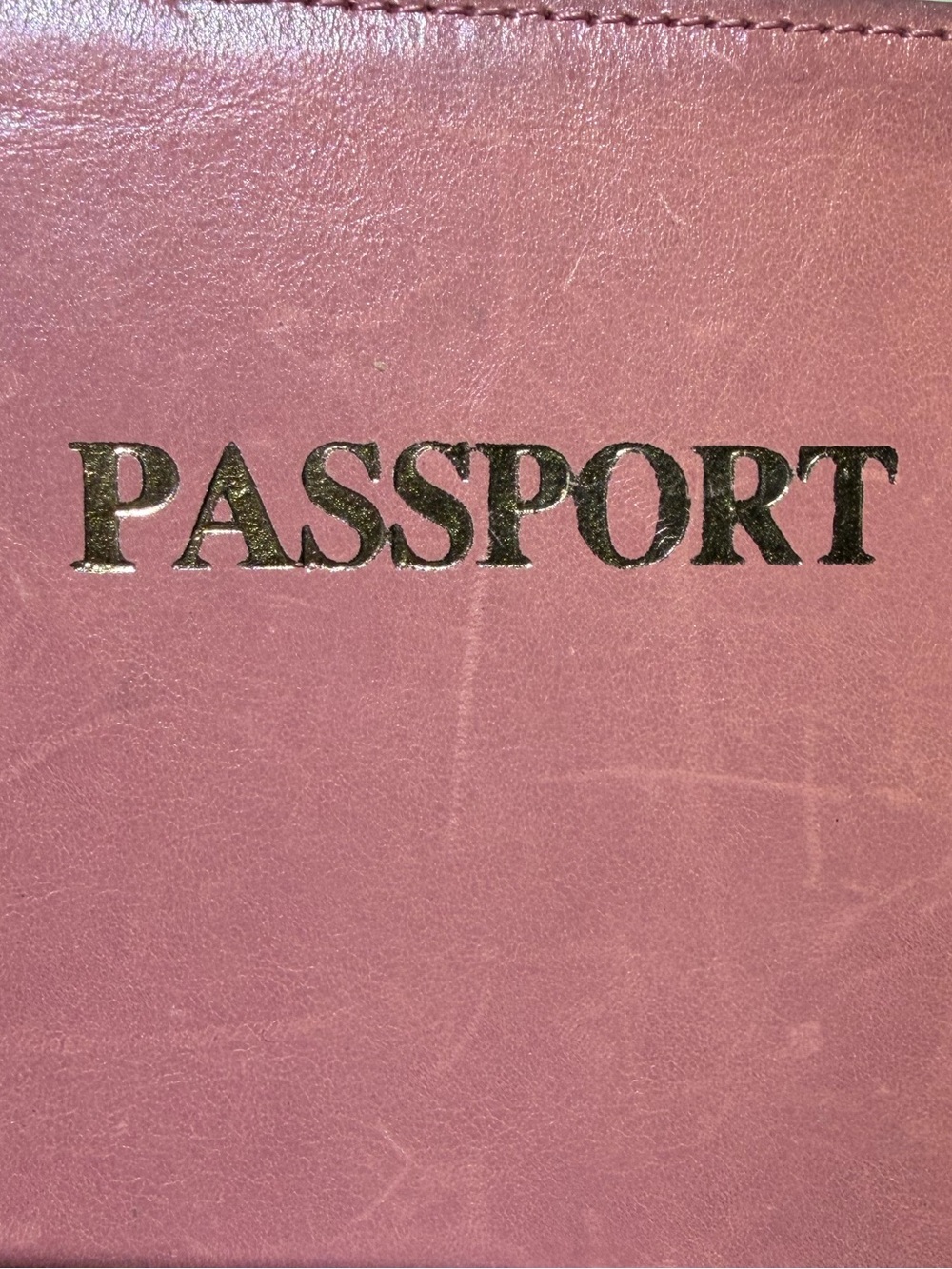 Mauve Pink Genuine Leather Passport Holder with Gold Embossing - Picture 5 of 5